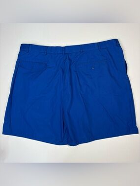 Habands Fit Forever Men Size 46 Shorts Bright Blue Poly Cotton Pleated Front